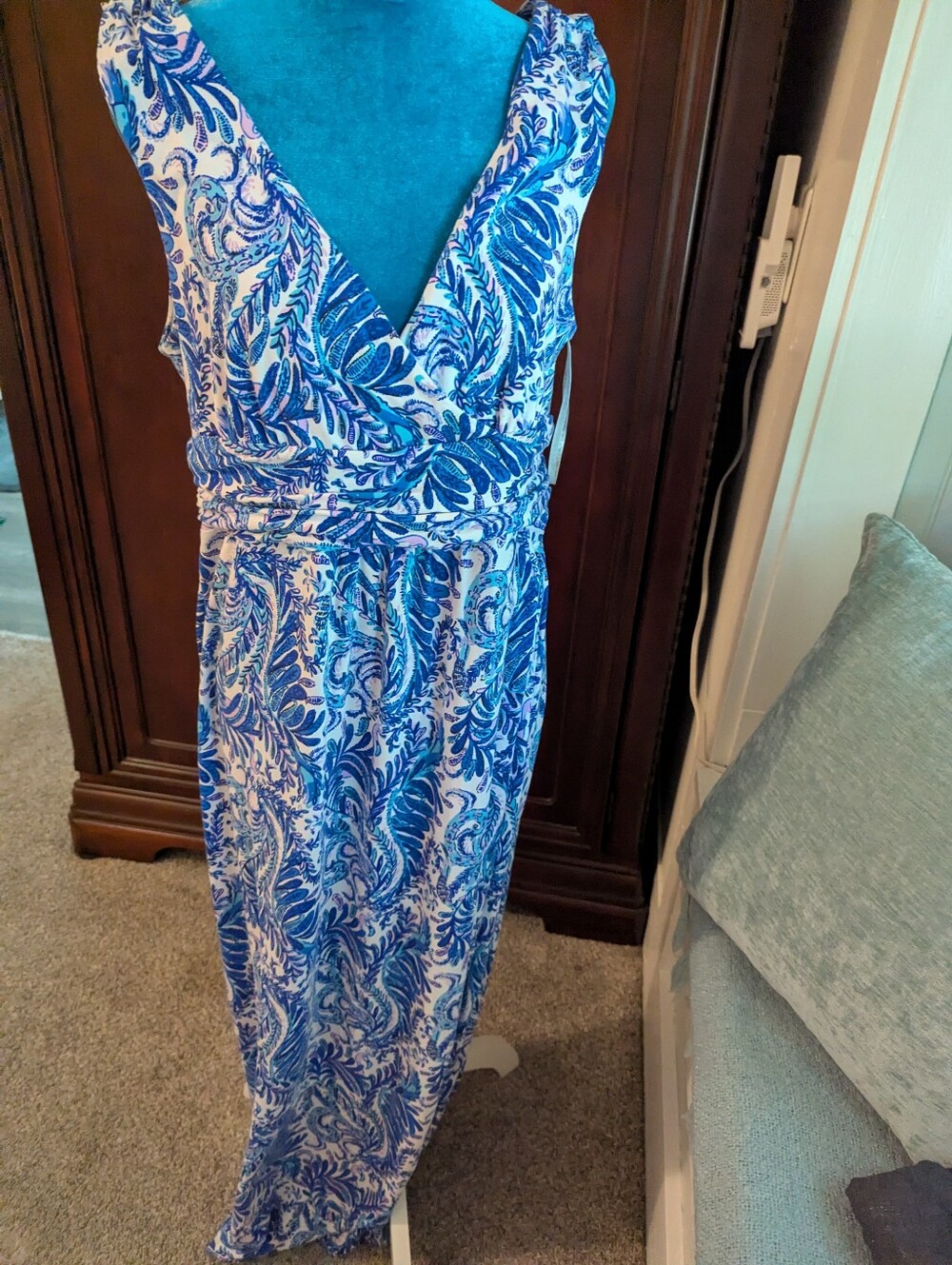 Lilly Pulitzer Blue & White Printed Maxi Dress
